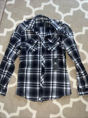 Rock & Republic Black and White Plaid Button-Down Shirt